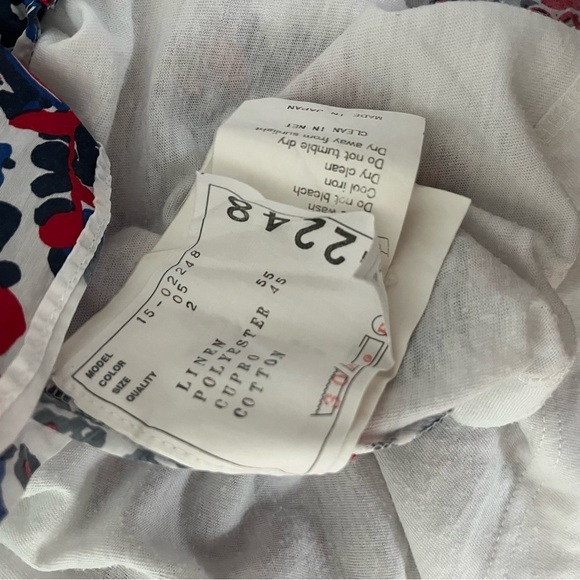 SOLD SACAI sz 2 S WHITE Linen Tee Flare Back Floral Print Short Sleeve Tshirt - Picture 11 of 12